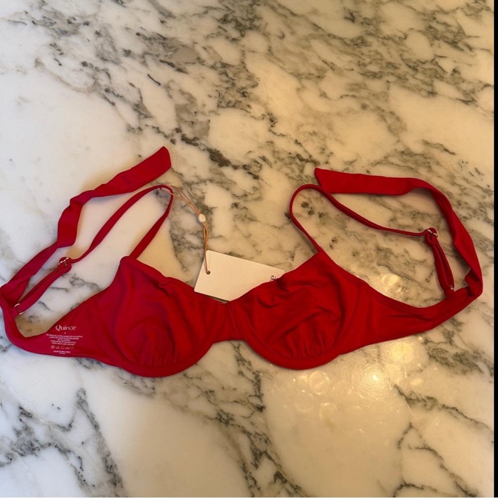 NWT Quince Women's Italian Demi Bikini Top Red Size S, M, L and XL - Picture 12 of 14